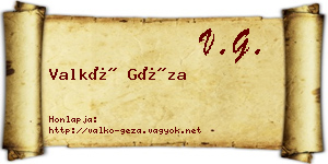 Valkó Géza névjegykártya